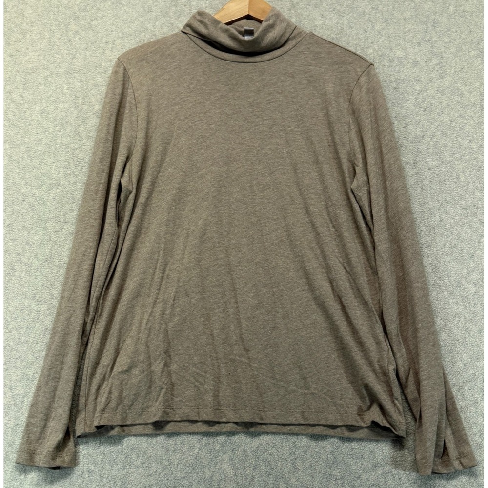 J.Crew Womens Tissue Turtleneck T-Shirt Brown Long‎ Sleeve Pullover Classic L